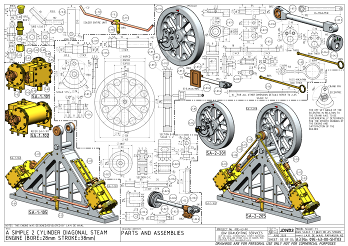 Diagonal steam engine