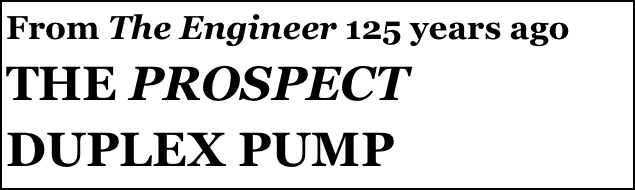 From The Engineer 125 years ago
THE PROSPECT DUPLEX PUMP
