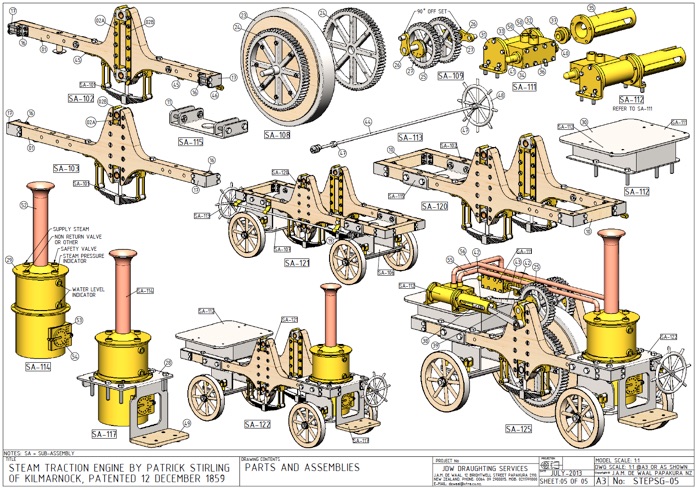 Stirling's traction engine drawings